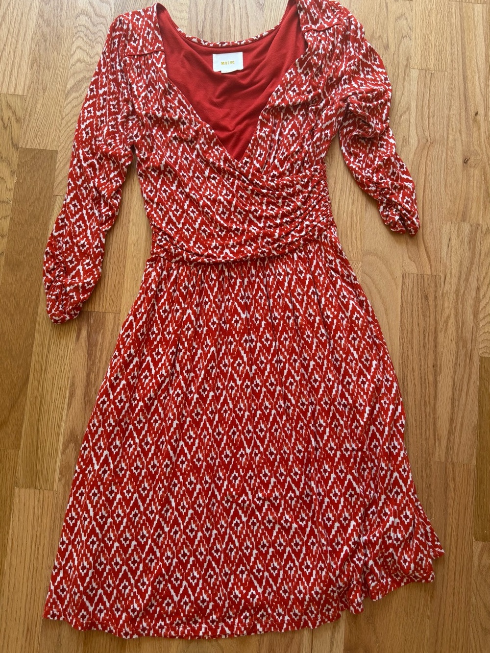 Anthropology’s Red Wrap-Style Women’s Dress by Maeve (95% Rayon)